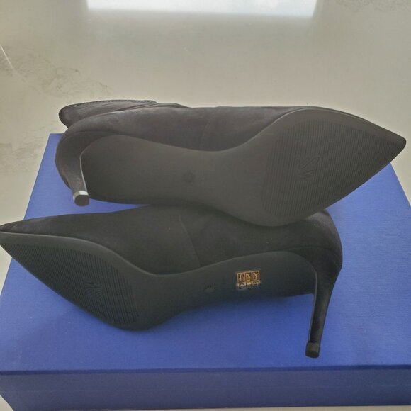 Stuart Weitzman Wren 75 Black Suede Stretch Boots/Booties  NWB sz. 10.5W - Picture 7 of 11